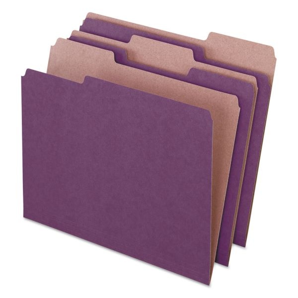 Pendaflex Earthwise By Pendaflex 100% Recycled Colored File Folders, 1/3-Cut Tabs: Assorted, Letter, 0.5" Expansion, Violet, 100/Box