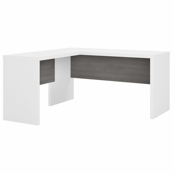 Office By Kathy Ireland Echo L Shaped Desk In Pure White And Modern Gray