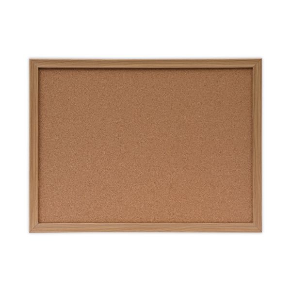 Universal Cork Board With Oak Style Frame, 24 X 18, Natural Surface