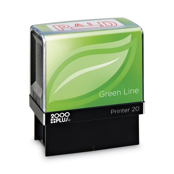 Cosco 2000Plus Green Line Message Stamp, Paid, 1.5 X 0.56, Red