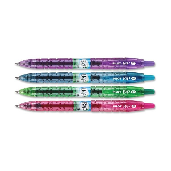 Pilot B2p Bottle-2-Pen Recycled Gel Pen, Retractable, Fine 0.7 Mm, Assorted Ink And Barrel Colors, 4/Pack