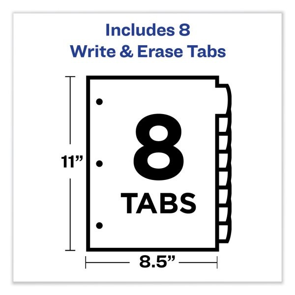 Avery Write-On Big Tab Plastic Dividers, 8-Tab, Multi-Color Tab, Letter, 1 Set
