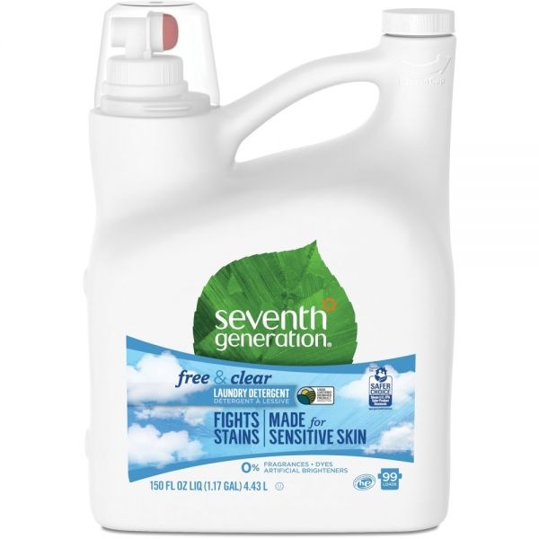 Seventh Generation Natural 2X Concentrate Liquid Laundry Detergent, Free And Clear, 99 Loads, 150Oz