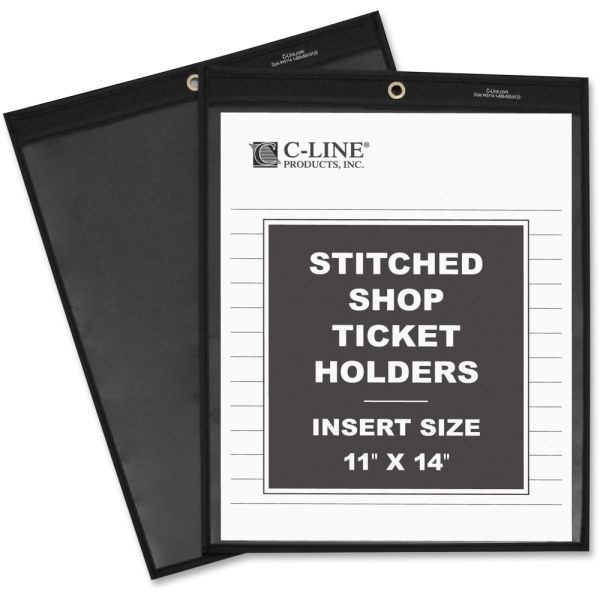 C-Line Shop Ticket Holders, Stitched - One Side Clear, 11 X 14, 25/Bx, 45114