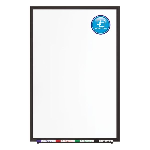 Quartet Classic Series Porcelain Magnetic Dry Erase Board, 36 X 24, White Surface, Black Aluminum Frame