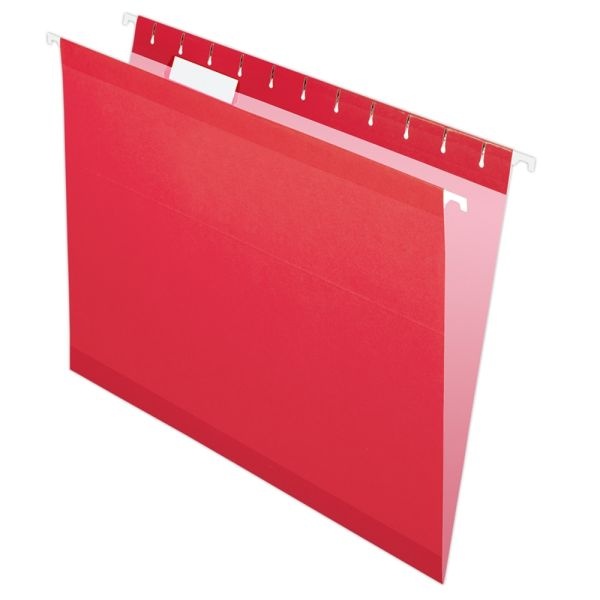 Pendaflex Premium Reinforced Color Hanging File Folders, Letter Size, Red, Pack Of 25 Folders