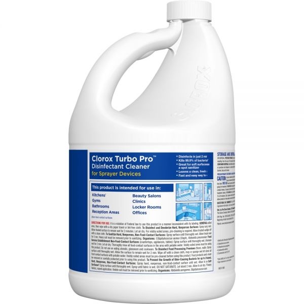 Clorox Turbo Pro Bleach-Free Disinfectant Cleaner For Sprayer Devices, 121 Oz, Case Of 3