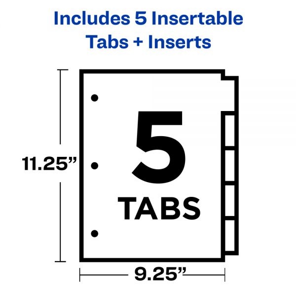 Avery Big Tab Extra-Wide Insertable Dividers, 9-1/4" X 11-1/8", Clear Reinforced, White/Multicolor, 5-Tab