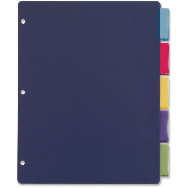 Cardinal Poly Index Dividers, 5-Tab, 11 X 8.5, Assorted, 4 Sets
