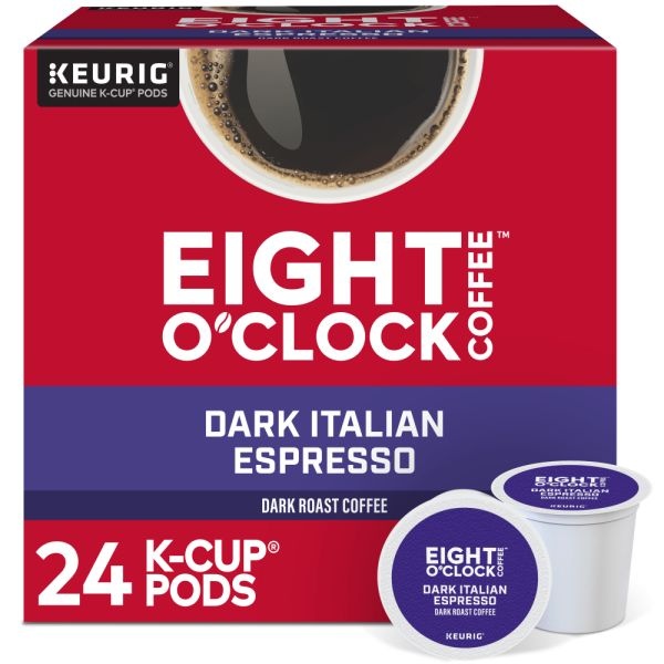 Eight O'clock Dark Italian Roast Coffee K-Cups, Dark Roast, 24/Box