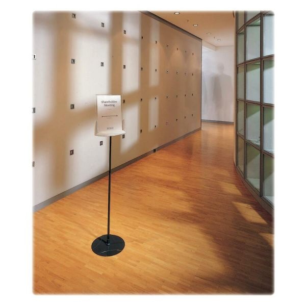 Durable Floor Model Sign Holder, Clear/Gray
