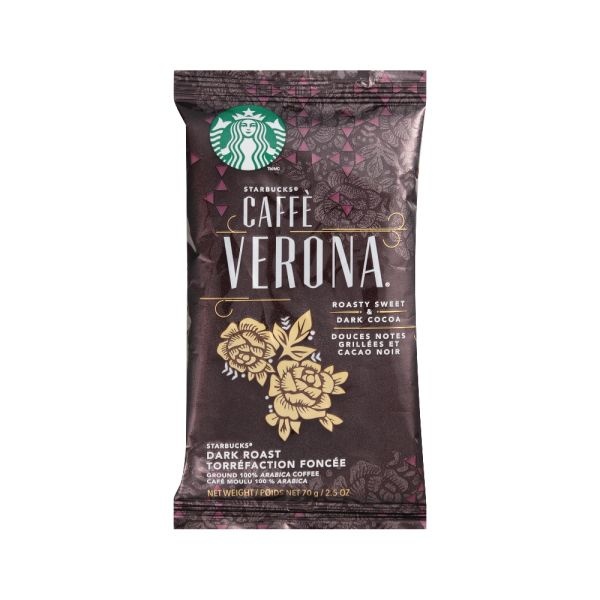 Starbucks Ground Coffee Packets, Cafe Verona, Dark Roast, 2.5 Oz, 18 Packets