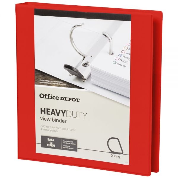 [In]Place Heavy-Duty View 3-Ring Binder, 1" D-Rings, Red