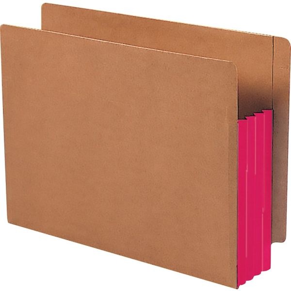 Smead Extra-Wide Expansion End-Tab File Pockets, 12"W Body, Letter Size, 30% Recycled, Red, Box Of 10