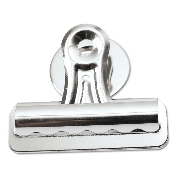 Universal Bulldog Magnetic Clips, Medium, Nickel, 12/Pack