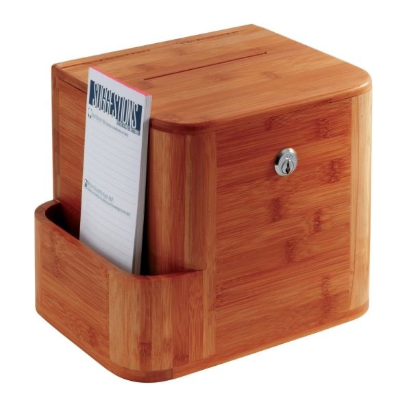 Safco Bamboo Suggestion Storage Box, 14" X 10" X 8", Cherry