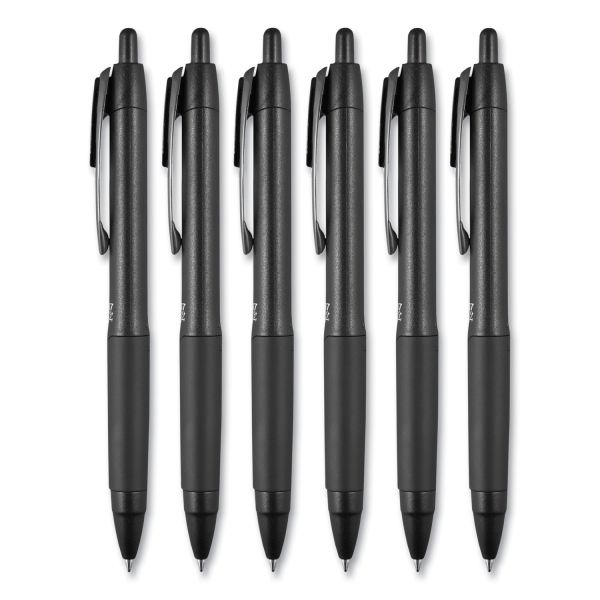 Uniball 207 Plus+ Gel Pen, Retractable, Medium 0.7 Mm, Assorted Inspirational Ink Colors, Black Barrel, 6/Pack