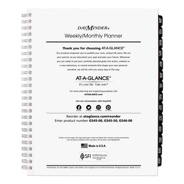 At-A-Glance Dayminder Executive Weekly/Monthly Refill, 8.75 X 7, White Sheets, 12-Month (Jan To Dec): 2024