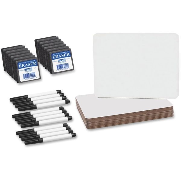 Flipside Nipped Corners Plain Unframed Non-Magnetic Dry-Erase Whiteboard Class Pack, 9 1/2" X 12", White, Pack Of 12