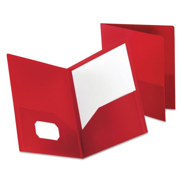Oxford Poly Twin-Pocket Folder, 100-Sheet Capacity, Opaque Red, 1 Each
