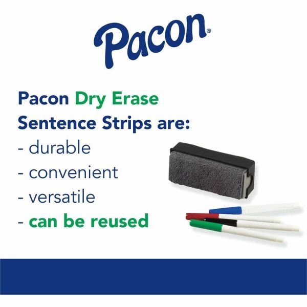 Pacon Dry-Erase Sentence Strips, Assorted Colors, Pack Of 30