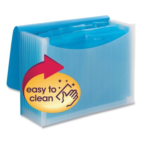 Smead Poly Expanding Folders, 12 Sections, Cord/Hook Closure, 1/6-Cut Tabs, Letter Size, Teal/Clear
