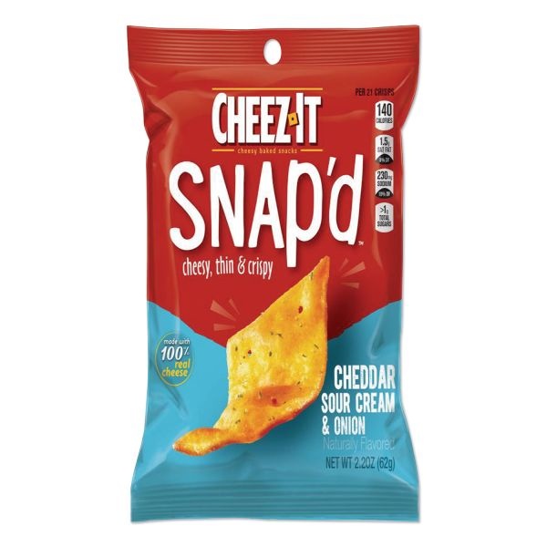 Sunshine Cheez-It Snap'd Crackers, Cheddar Sour Cream And Onion, 2.2 Oz Pouch, 6/Pack