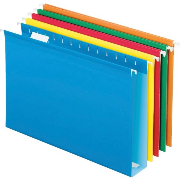 Pendaflex Extra Capacity Reinforced Hanging File Folders With Box Bottom, 2" Capacity, Legal Size, 1/5-Cut Tabs, Assorted Colors,25/Bx