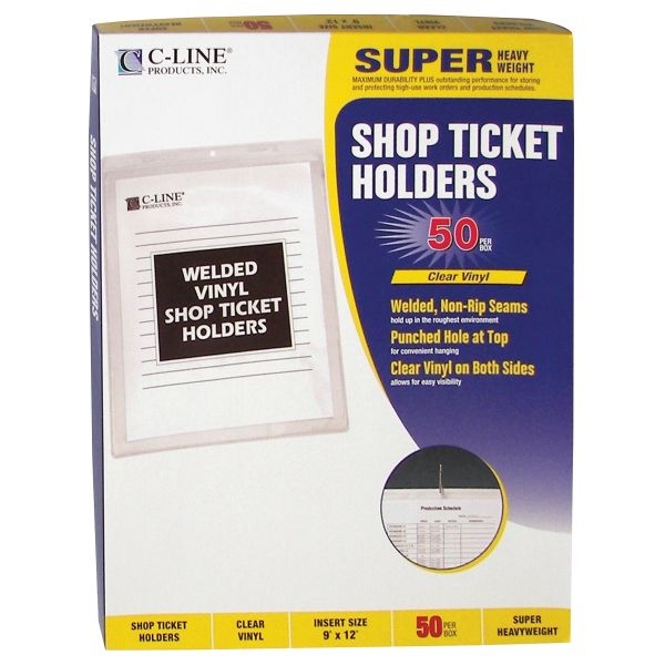C-Line Vinyl Shop Ticket Holders, 9" X 12", Box Of 50