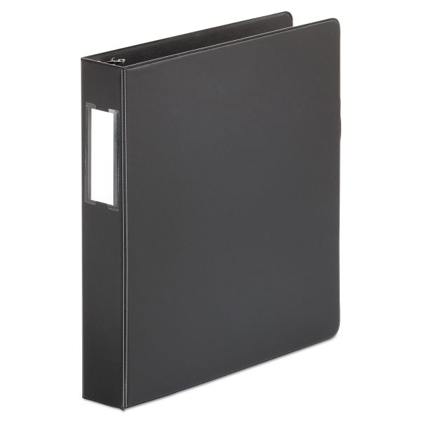 Universal Deluxe Non-View D-Ring Binder With Label Holder, 3 Rings, 1.5" Capacity, 11 X 8.5, Black