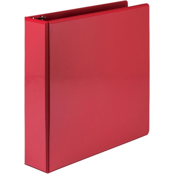 Samsill Economy 2" 3-Ring View Binder, Letter Size, Round Ring, Red