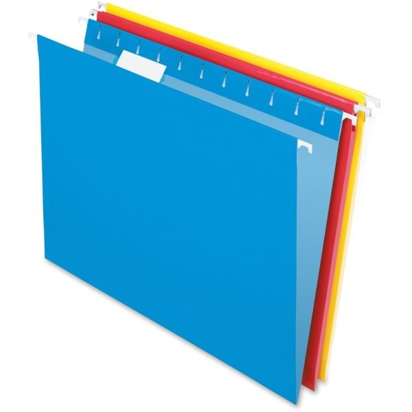 Pendaflex Colored Hanging Folders, Letter Size, 1/5-Cut Tabs, Three-Color Assortment, 25/Box