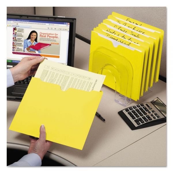 Smead Colored File Jackets With Reinforced Double-Ply Tab, Straight Tab, Letter Size, Yellow, 100/Box