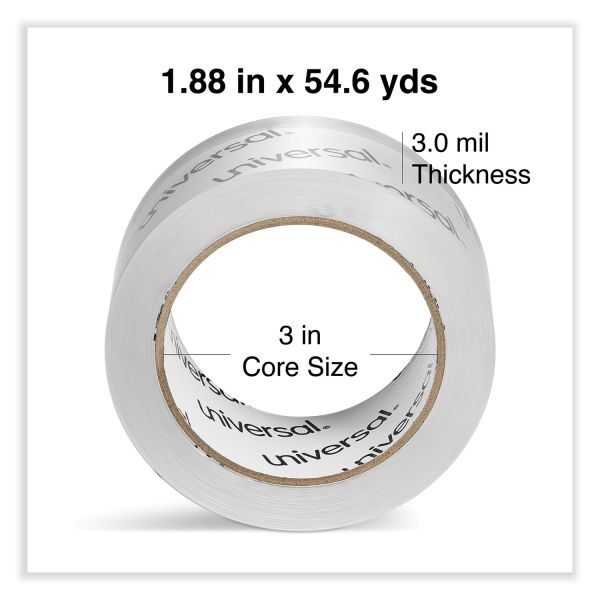 Universal Heavy-Duty Acrylic Box Sealing Tape, 3" Core, 1.88" X 54.6 Yds, Clear, 6/Pack