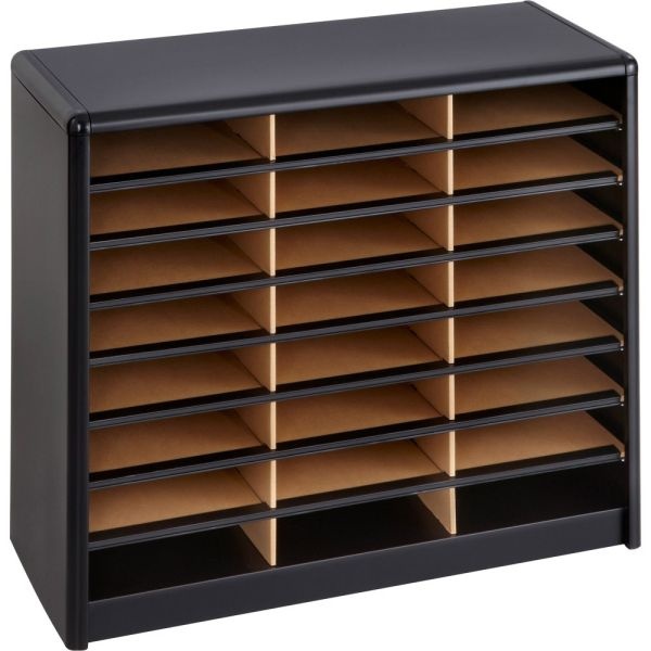 Safco Value Sorter Steel Corrugated Literature Organizer, 24 Compartments, Black