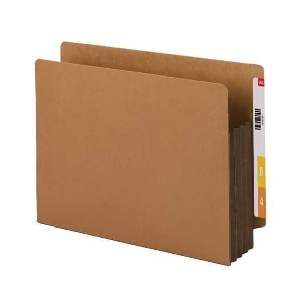 Smead Extra-Wide Redrope End-Tab File Pocket With Dark Brown Tear Resistant Gusset, Extra Wide Letter Size, 3 1/2" Expansion, 30% Recycled, Box Of 10