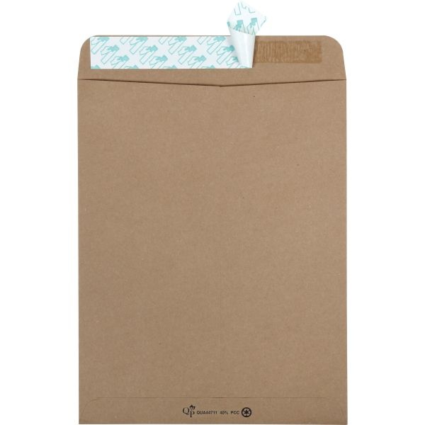 Quality Park Redi-Strip Catalog Envelopes With Peel & Seal Closure, 9" X 12", 100% Recycled, Kraft, Box Of 100