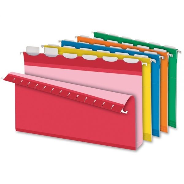Pendaflex Ready-Tab Extra Capacity Reinforced Colored Hanging Folders, Legal Size, 1/6-Cut Tabs, Assorted Colors, 20/Box