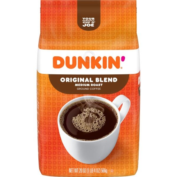 Dunkin' Donuts Original Blend Ground Coffee, Medium Roast, 20 Oz Per