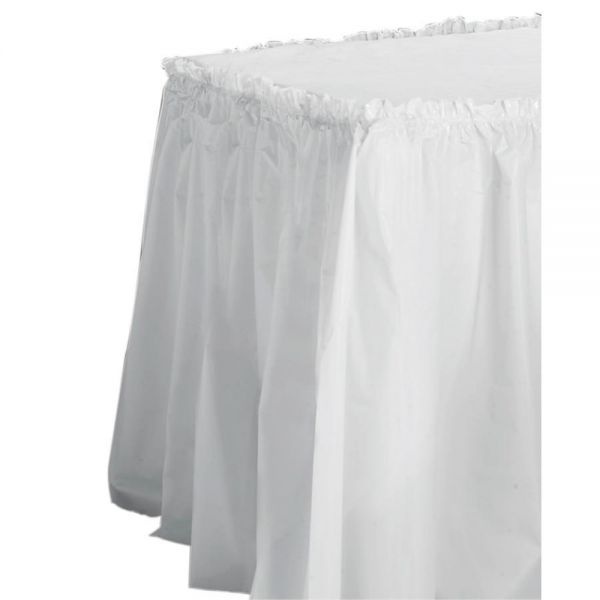 Tablemate Table Set Linen-Like Table Skirting, Polyester, 29" X 14 Ft, White