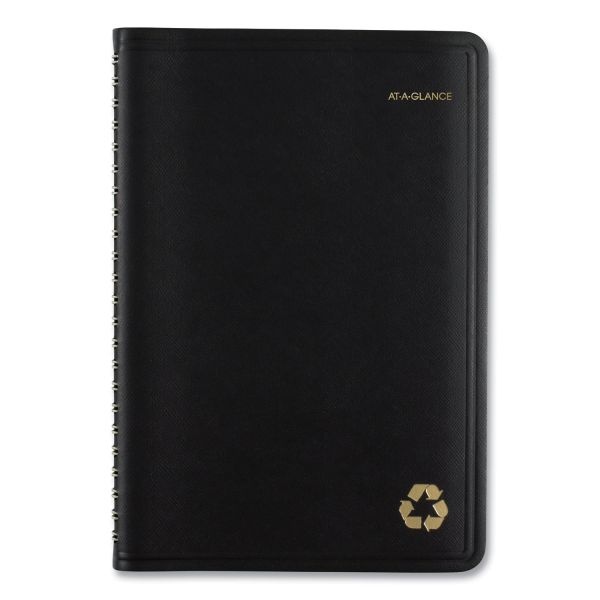 At-A-Glance Recycled Weekly Block Format Appointment Book, 8.5 X 5.5, Black Cover, 12-Month (Jan To Dec): 2024