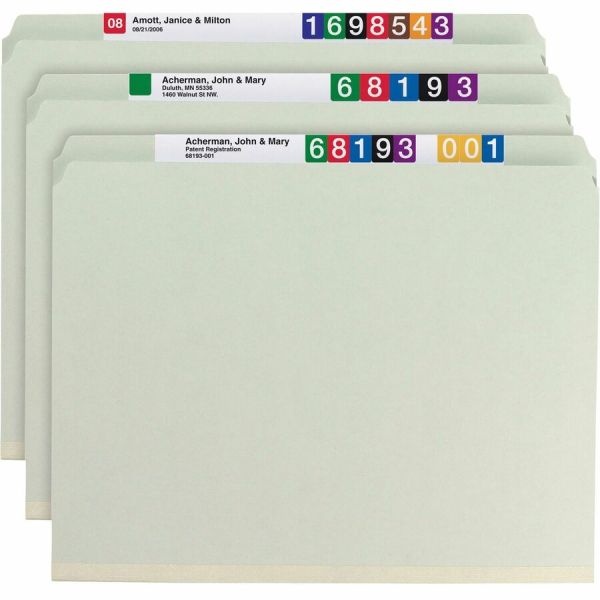 Smead Pressboard Fastener Folders With Safeshield Coated Fasteners, 2" Expansion, Letter Size, Gray/Green, Box Of 25