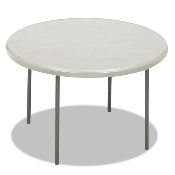 Iceberg Indestructable Classic Folding Table, Round Top, 200 Lb Capacity, 48" Dia X 29"H, Platinum