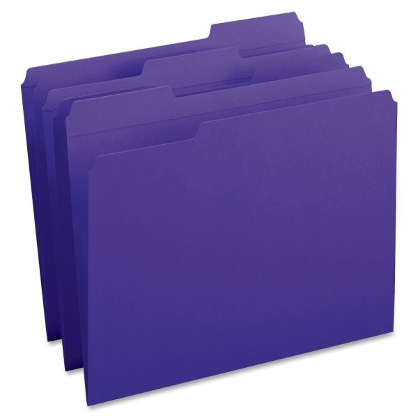 Smead 1/3-Cut 2-Ply Color File Folders, Letter Size, Purple, Box Of 100
