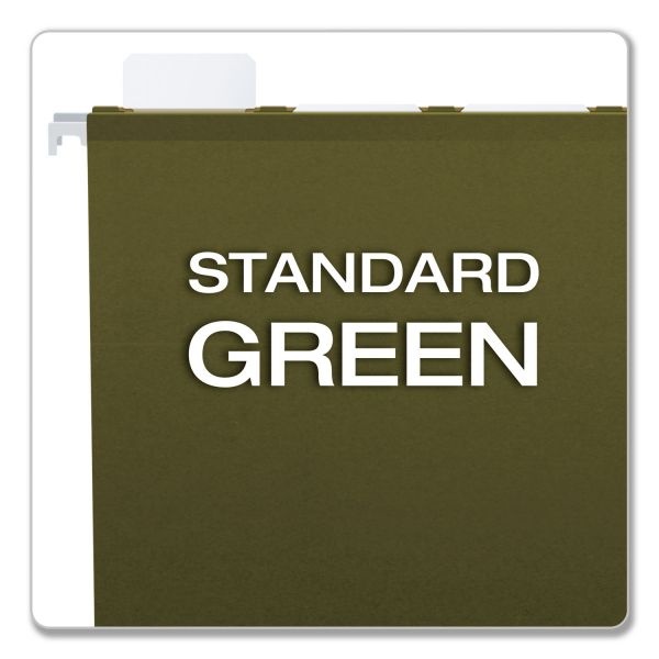 Pendaflex Ready-Tab Reinforced Hanging File Folders, Letter Size, 1/5-Cut Tabs, Standard Green, 25/Box