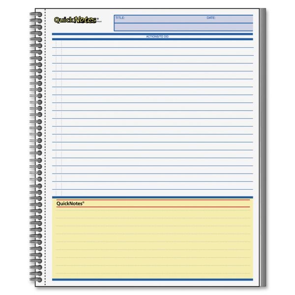 Cambridge Wirebound Guided Quicknotes Notebook, 1 Subject, List-Management Format, Dark Gray Cover, 11 X 8.5, 80 Sheets