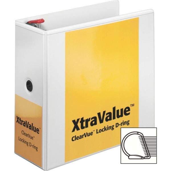Cardinal Xtravalue 5" 3-Ring View Binder, Letter Size, D-Ring, White