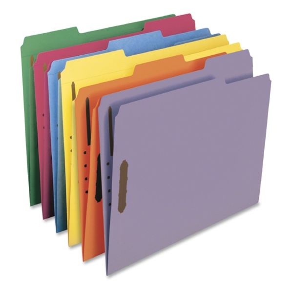 Smead Top Tab Colored Fastener Folders, 0.75" Expansion, 2 Fasteners, Letter Size, Lavender Exterior, 50/Box