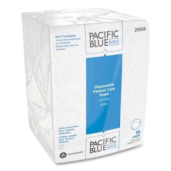 Georgia Pacific Professional Pacific Blue Select Disposable Patient Care Washcloths, 10 X 13, White, 55/Pack, 24 Packs/Carton