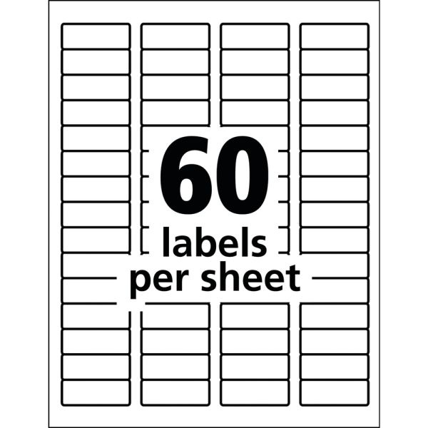 Avery Permanent Durable Id Labels With Trueblock Technology, 61533, 2/3" X 1 3/4", White, Pack Of 3,000